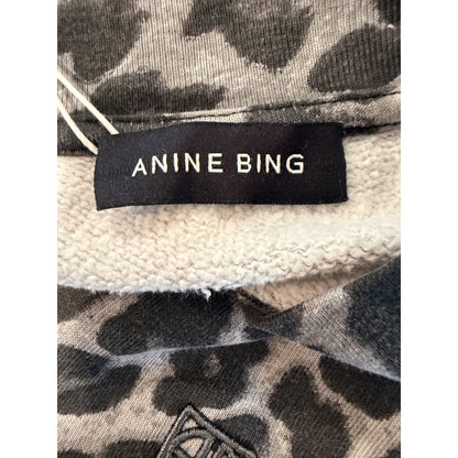 Anine Bing Miles Sweatshirt Grey Leopard Print, Medium NWT oversized