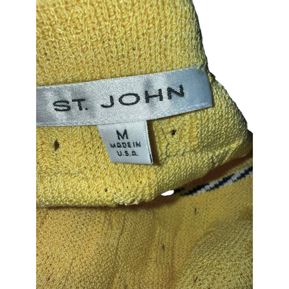 St. John Yellow Sleeveless Knit Top With Black Trim Size M Made In USA