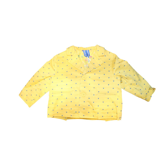 Daniele Alessandrini Yellow Baby Blazer With Blue Polka Dots, 6M NWT