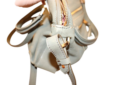 Chloe Sage Green Angie Leather Satchel Purse With Gold Hardware