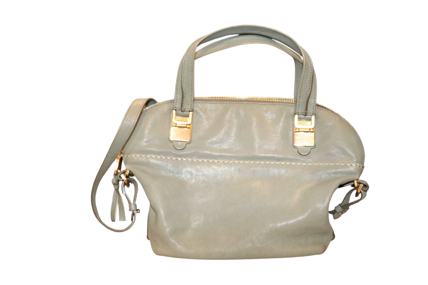 Chloe Sage Green Angie Leather Satchel Purse With Gold Hardware