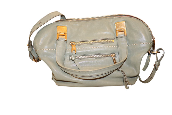 Chloe Sage Green Angie Leather Satchel Purse With Gold Hardware