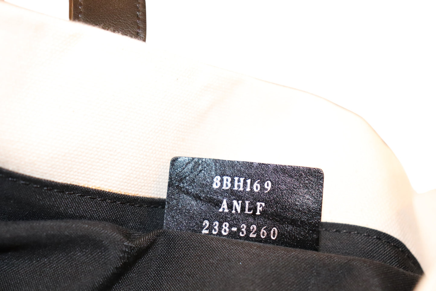 Fendi Roma Canvas Tote Bag With Black Leather Handles And Tag Made In Italy