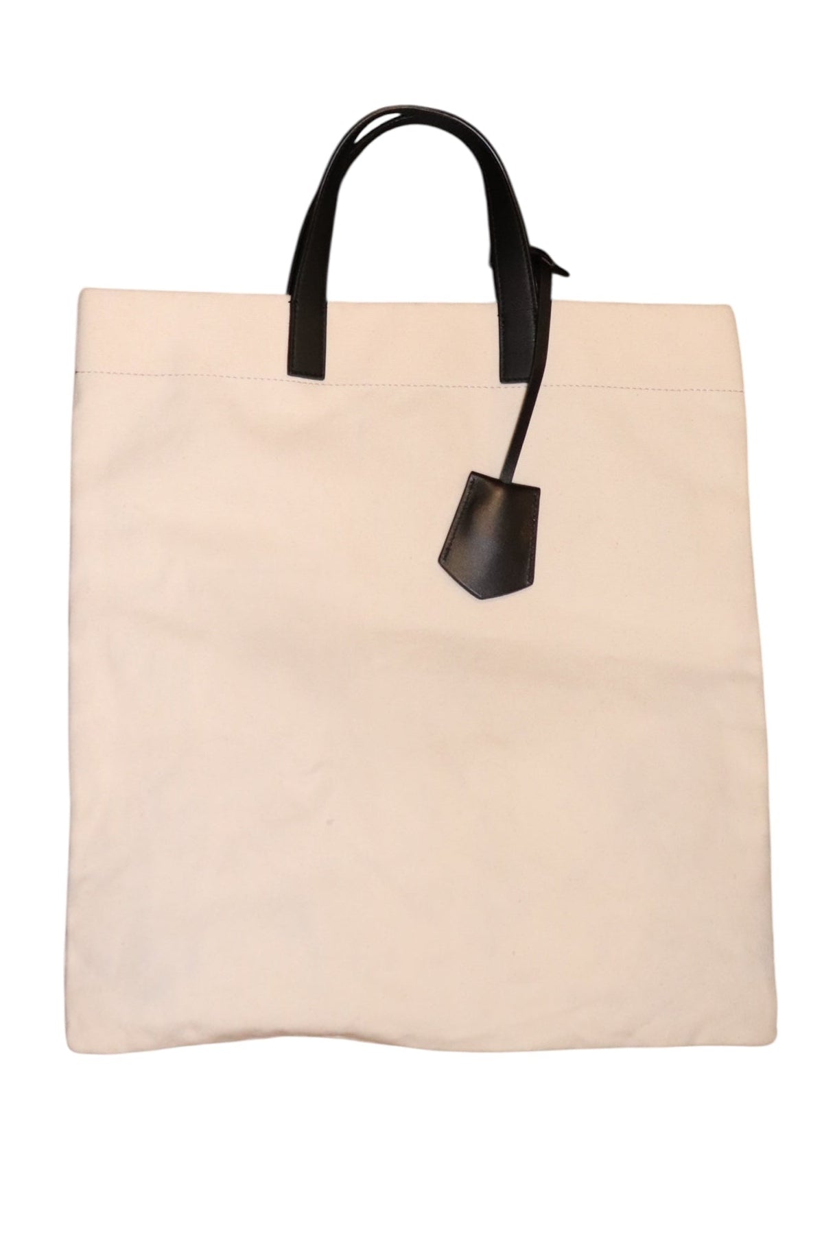 Fendi Roma Canvas Tote Bag With Black Leather Handles And Tag Made In Italy