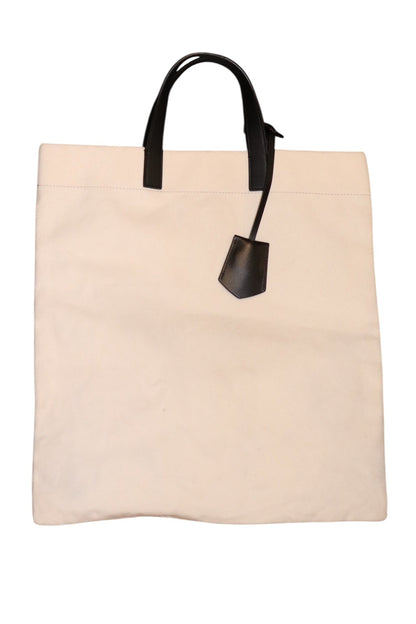 Fendi Roma Canvas Tote Bag With Black Leather Handles And Tag Made In Italy