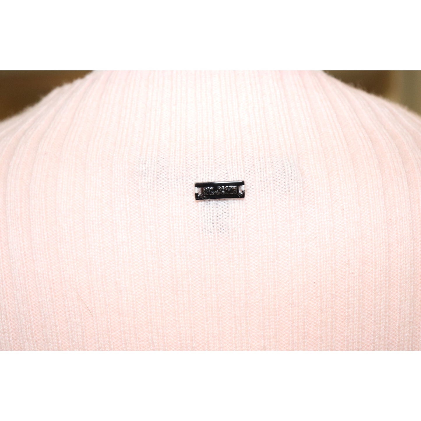 St. John Pale Pink Ribbed Sleeveless 100% Cashmere Sweater Top, Size Large
