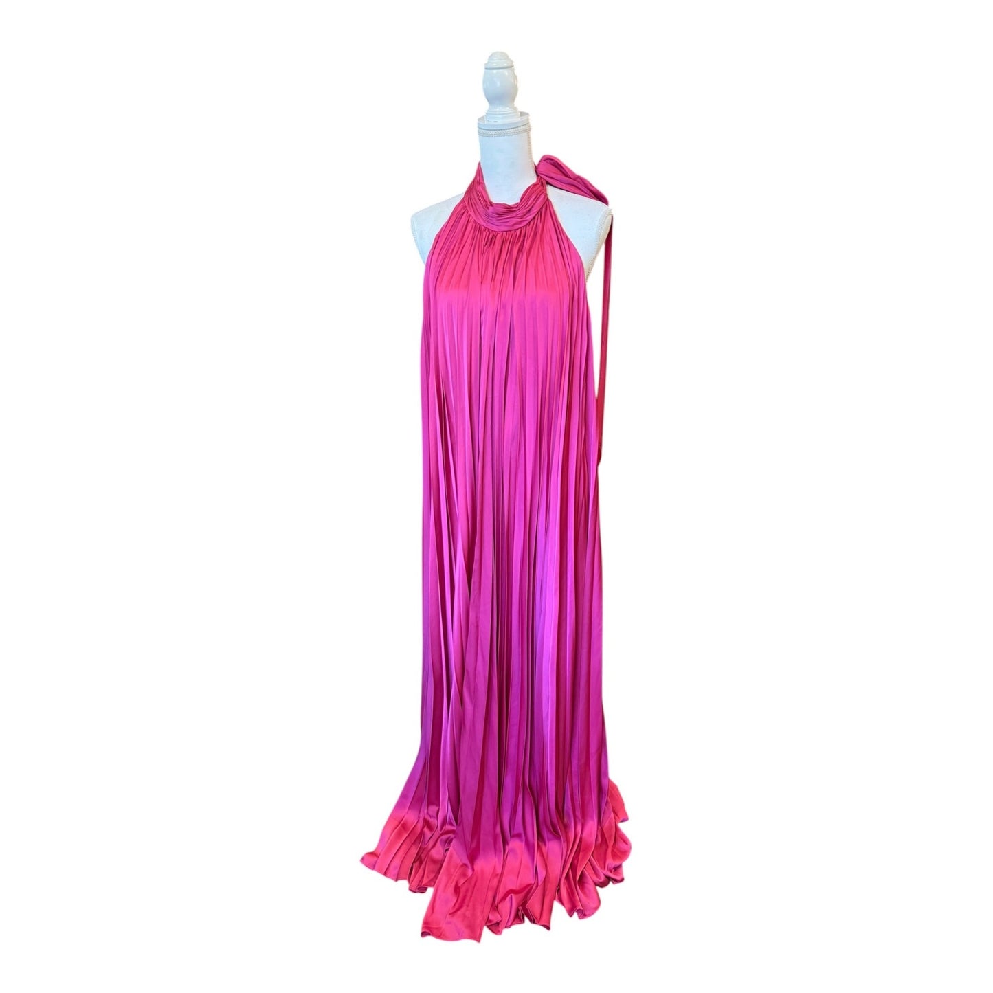 Ieena For Mac Duggal Pink Halter-Neck Pleated Gown Size 10 NWT