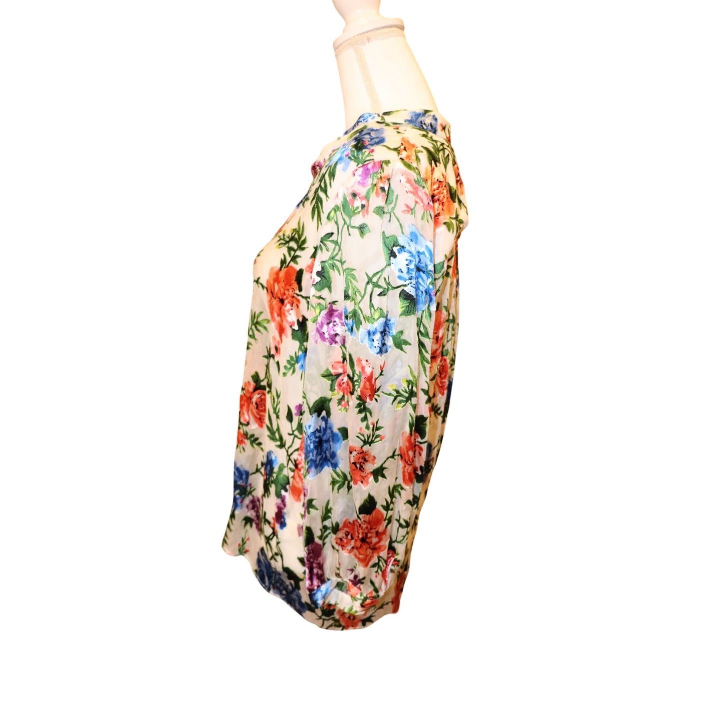 Alice + Olivia Sheila Blouson Sleeve Henley Top, Medium NWT