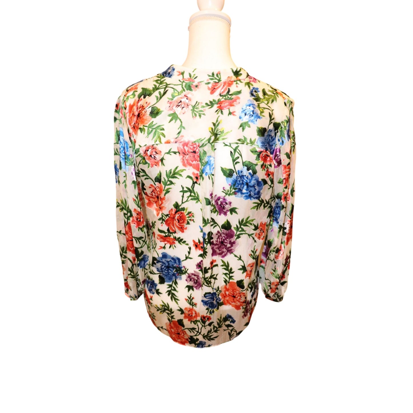 Alice + Olivia Sheila Blouson Sleeve Henley Top, Medium NWT