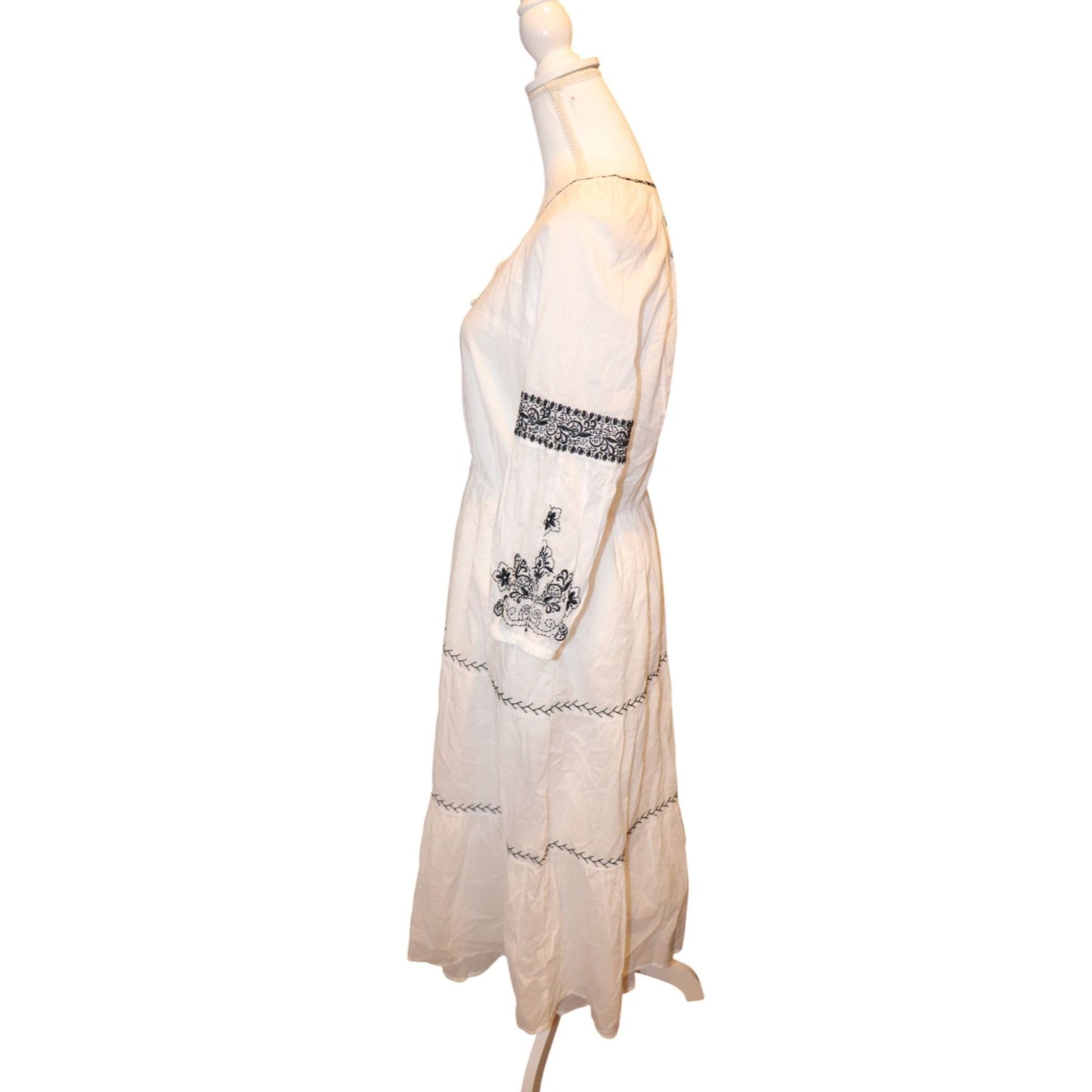 Johnny Was Jade CAM TIERED MIDI DRESS Cotton Midi Dress, Medium NWOT