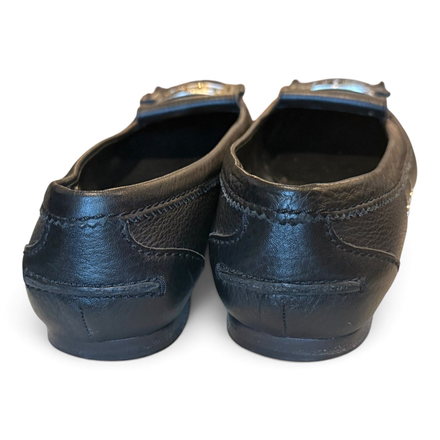 Christian Dior Black Leather Loafers, Womens Size 38 with COA