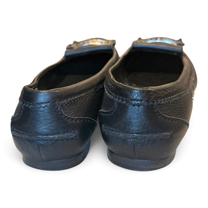 Christian Dior Black Leather Loafers, Womens Size 38 with COA
