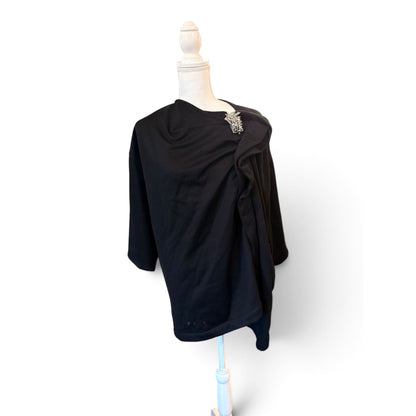 Dries Van Noten Black Draped Brooch T-Shirt, Large NWT