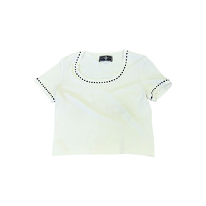 St. John Sport By Marie Gray Ivory Knit Top With Black Trim Medium