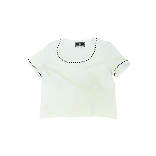 St. John Sport By Marie Gray Ivory Knit Top With Black Trim Medium