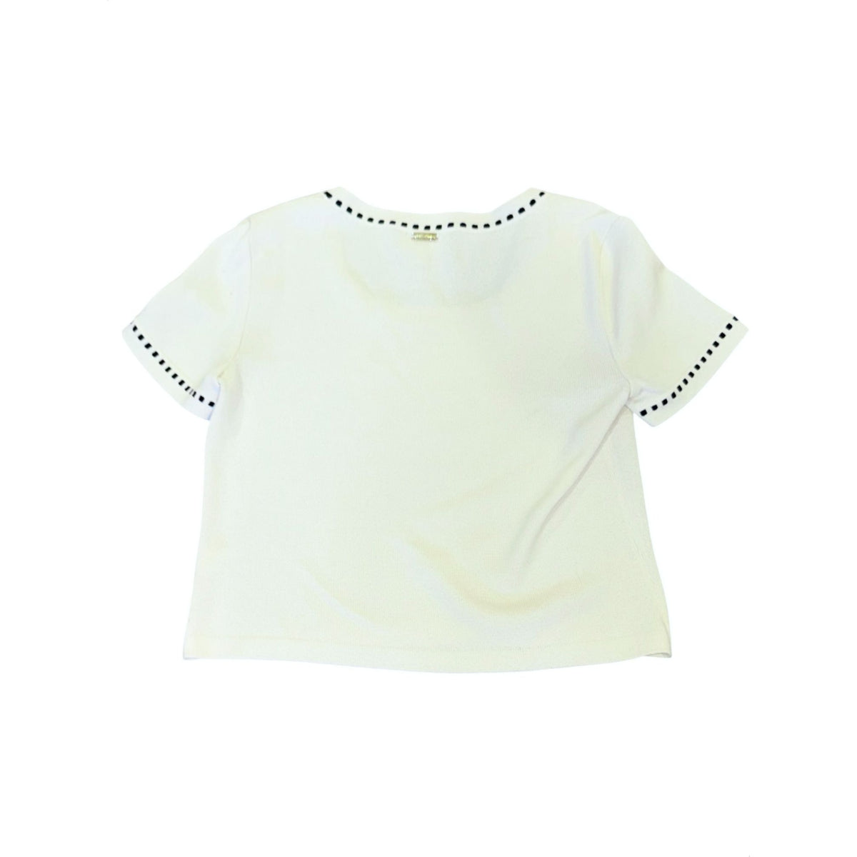 St. John Sport By Marie Gray Ivory Knit Top With Black Trim Medium