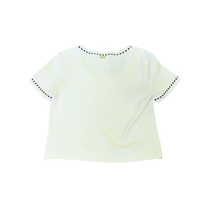 St. John Sport By Marie Gray Ivory Knit Top With Black Trim Medium