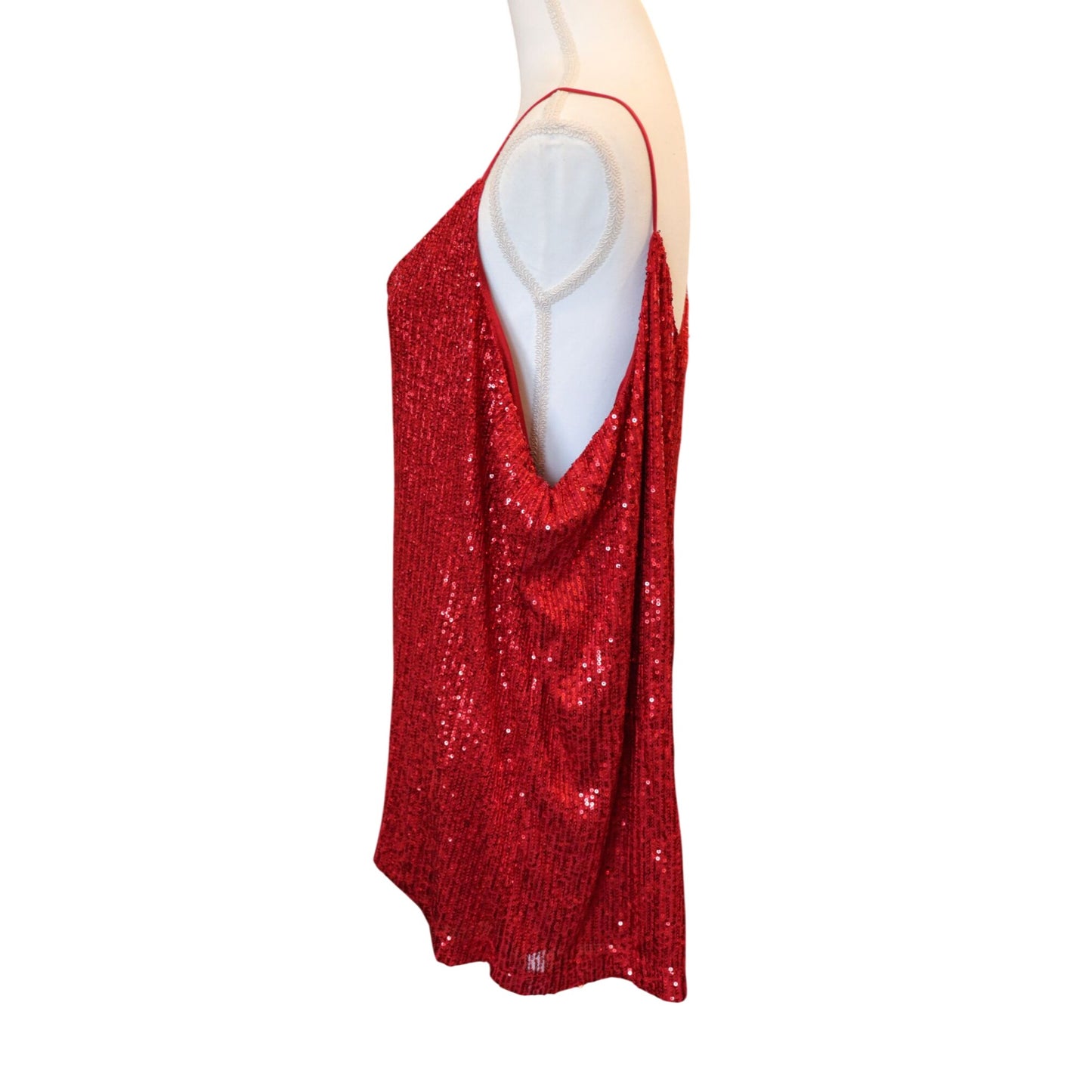 Calvin Klein Red Sequined Sleeveless Camisole Top, Size 2X