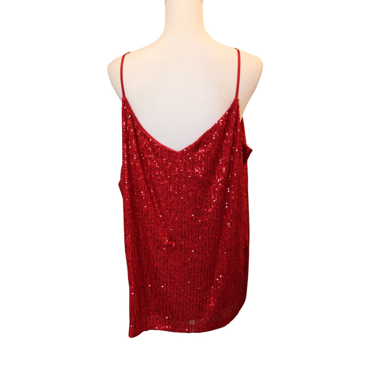 Calvin Klein Red Sequined Sleeveless Camisole Top, Size 2X