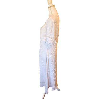 Quince Lightweight Crepe Lace Inset Midi Dress, Large NWT