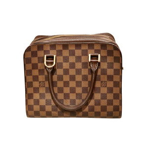 Louis Vuitton Damier Ebene Triana Handbag With Dual Top Handles & Gold-Tone Hardware Pre-Owned