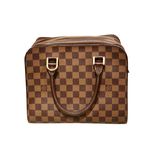 Louis Vuitton Damier Ebene Triana Handbag With Dual Top Handles & Gold-Tone Hardware Pre-Owned