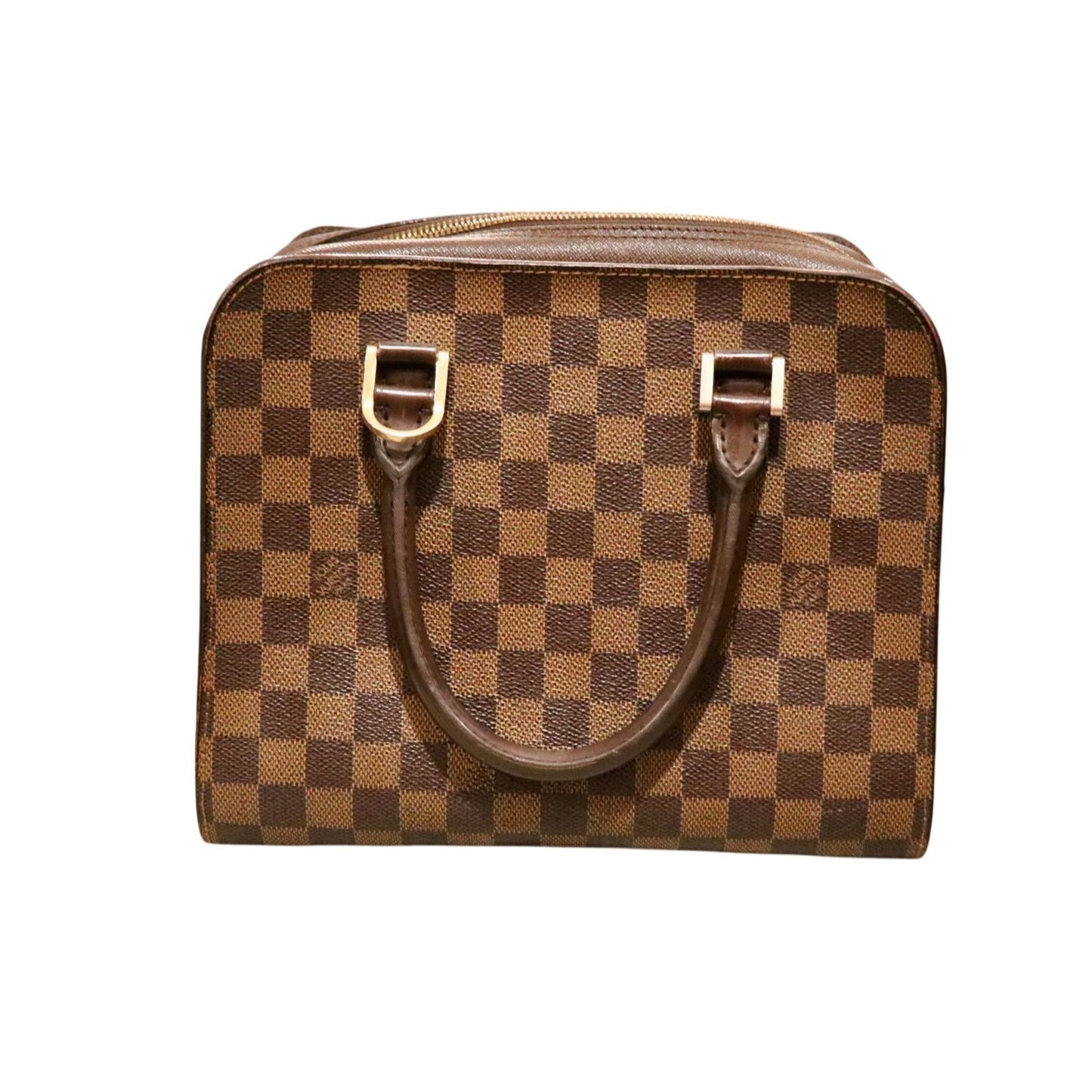 Louis Vuitton Damier Ebene Triana Handbag With Dual Top Handles & Gold-Tone Hardware Pre-Owned