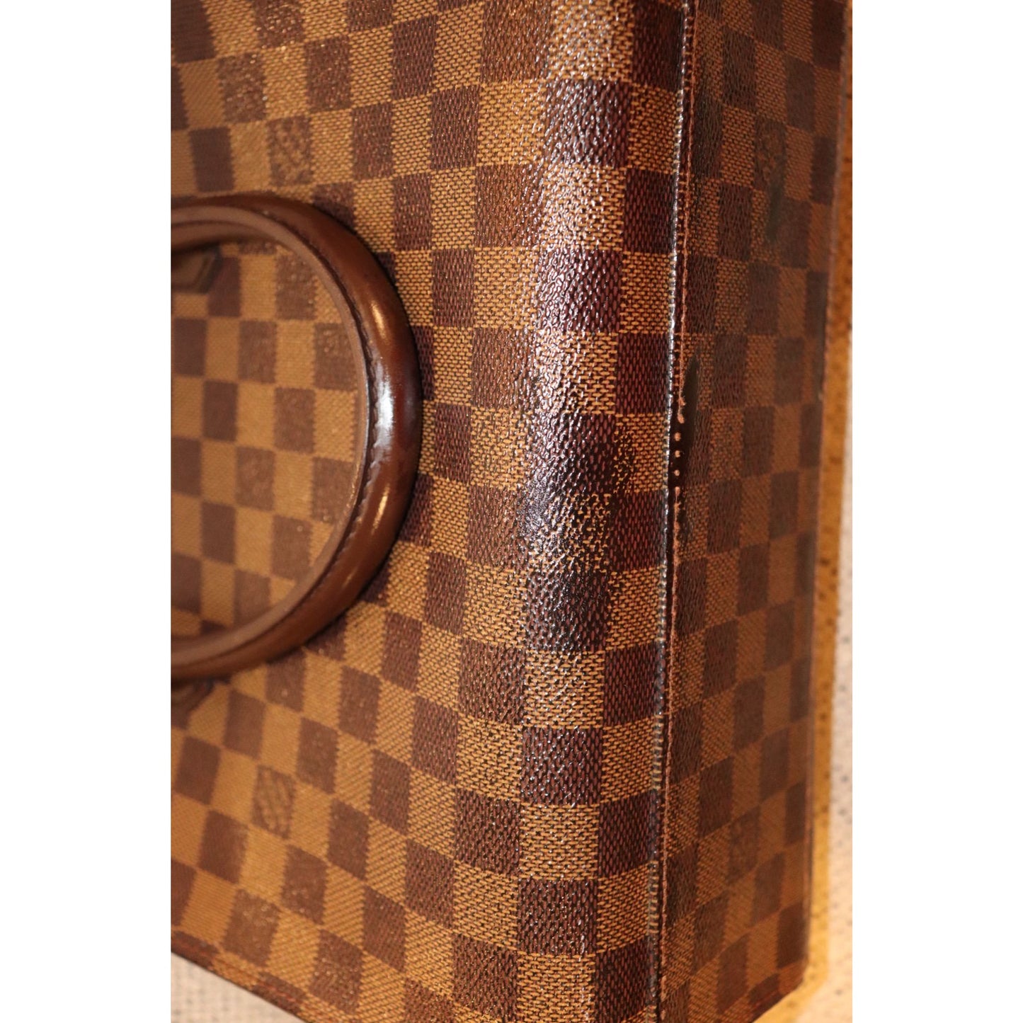 Louis Vuitton Damier Ebene Triana Handbag With Dual Top Handles & Gold-Tone Hardware Pre-Owned