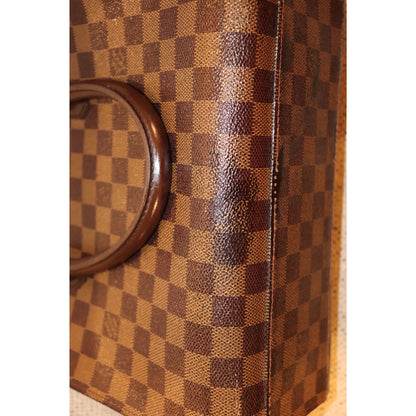 Louis Vuitton Damier Ebene Triana Handbag With Dual Top Handles & Gold-Tone Hardware Pre-Owned