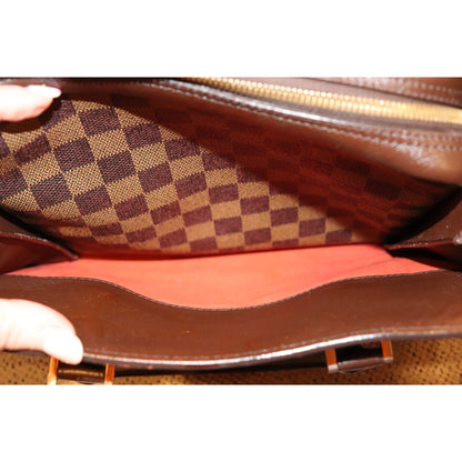 Louis Vuitton Damier Ebene Triana Handbag With Dual Top Handles & Gold-Tone Hardware Pre-Owned