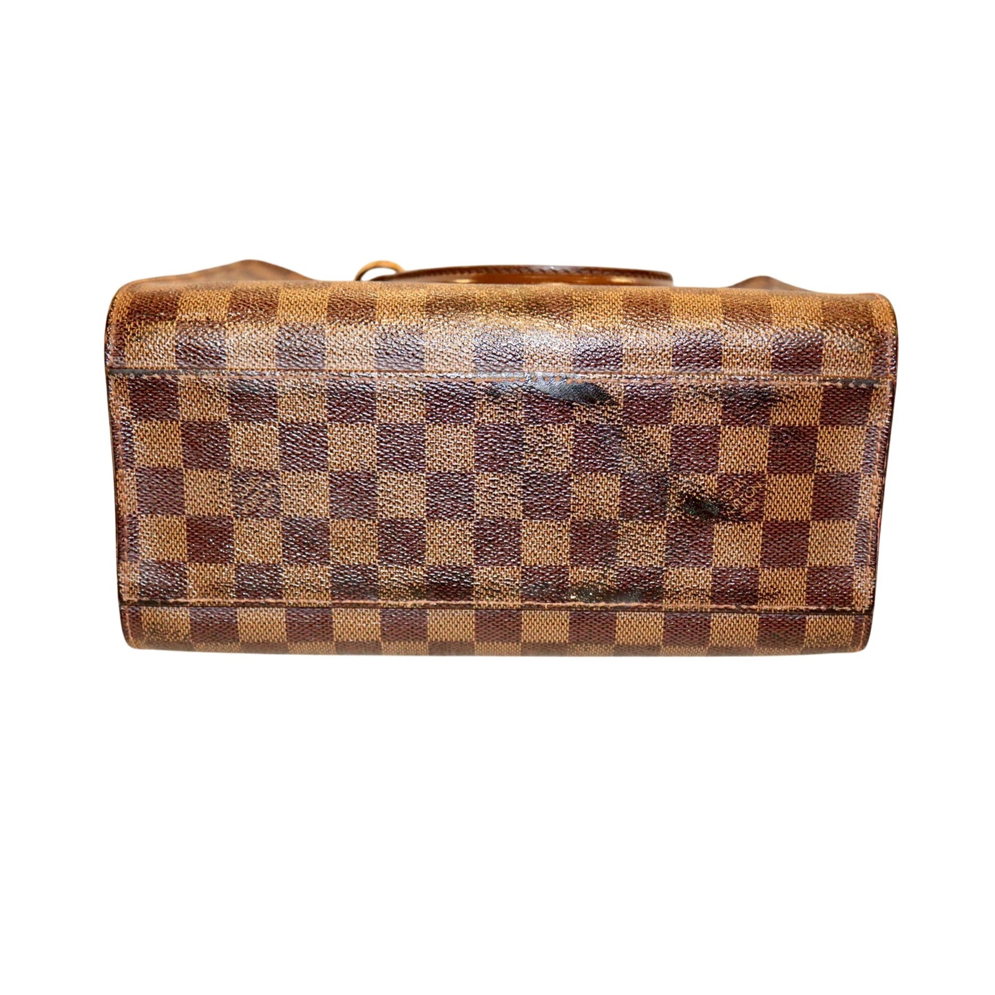 Louis Vuitton Damier Ebene Triana Handbag With Dual Top Handles & Gold-Tone Hardware Pre-Owned