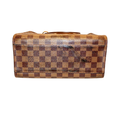 Louis Vuitton Damier Ebene Triana Handbag With Dual Top Handles & Gold-Tone Hardware Pre-Owned