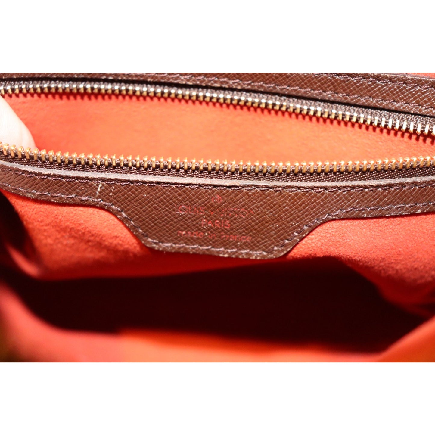 Louis Vuitton Damier Ebene Triana Handbag With Dual Top Handles & Gold-Tone Hardware Pre-Owned