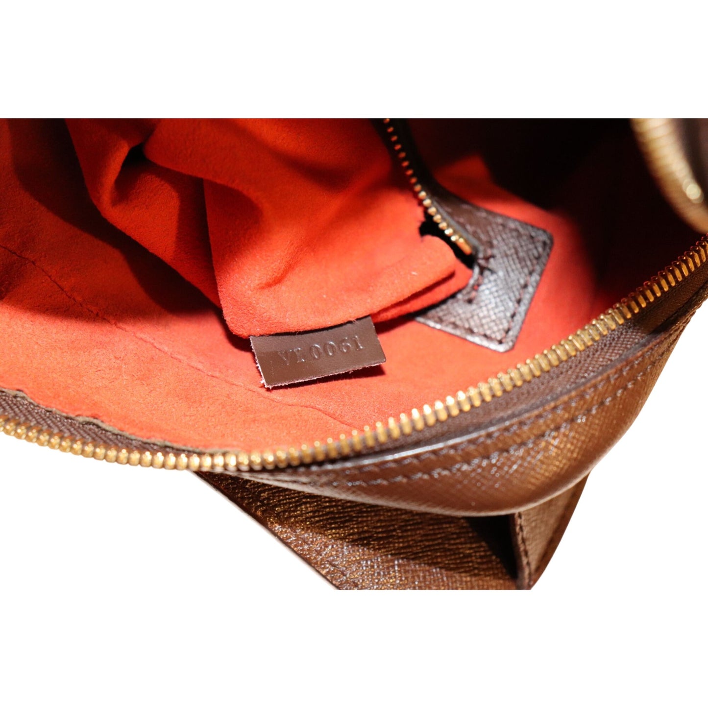 Louis Vuitton Damier Ebene Triana Handbag With Dual Top Handles & Gold-Tone Hardware Pre-Owned