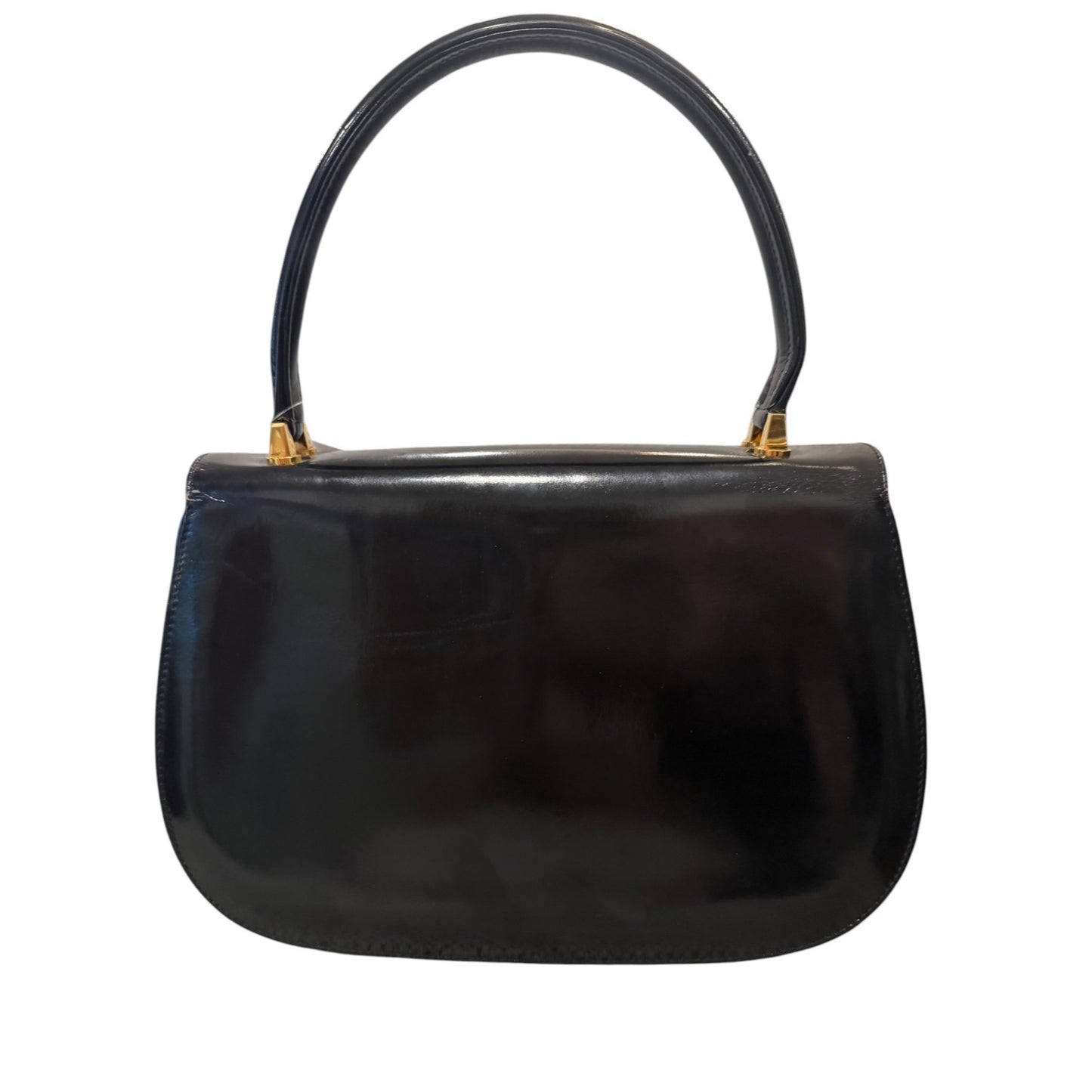 Gucci Black Patent Leather Top Handle Bag RARE VINTAGE
