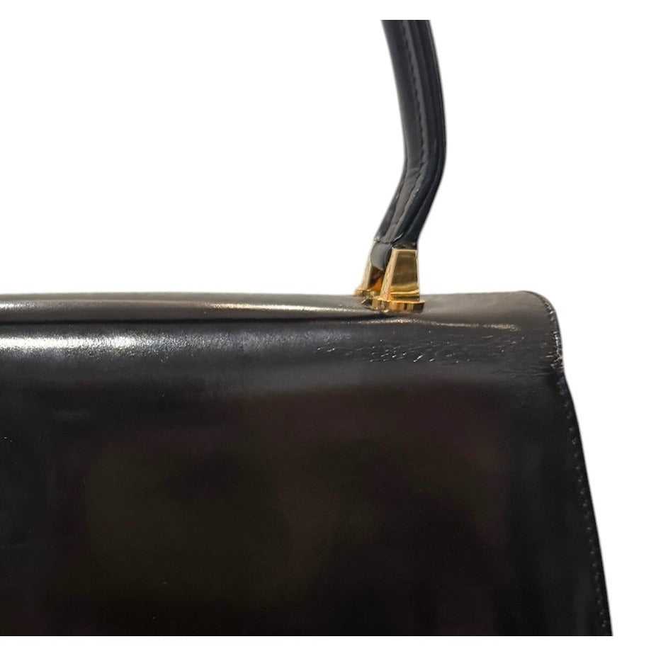 Gucci Black Patent Leather Top Handle Bag RARE VINTAGE