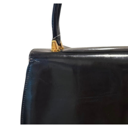 Gucci Black Patent Leather Top Handle Bag RARE VINTAGE