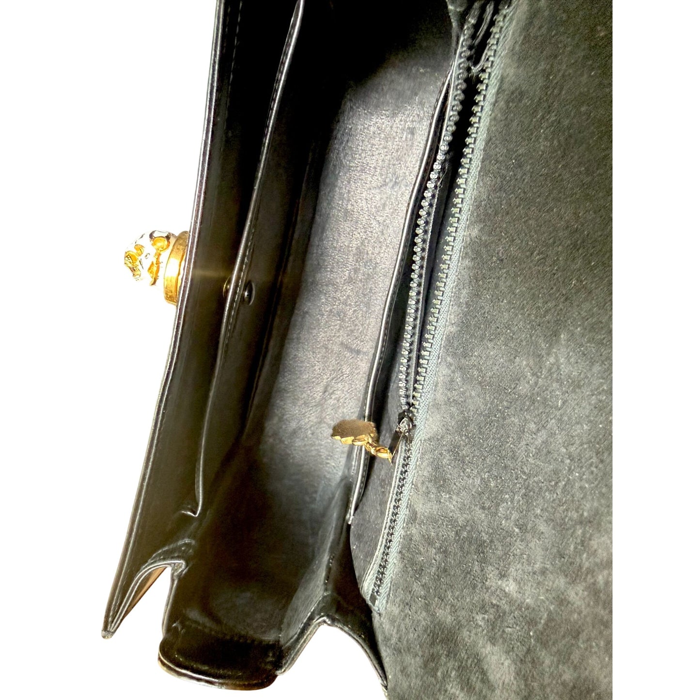 Gucci Black Patent Leather Top Handle Bag RARE VINTAGE