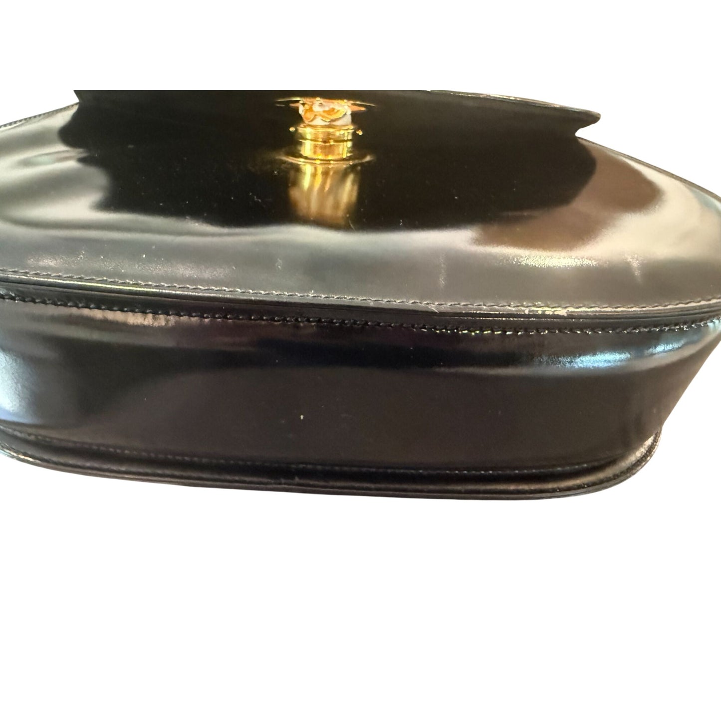 Gucci Black Patent Leather Top Handle Bag RARE VINTAGE