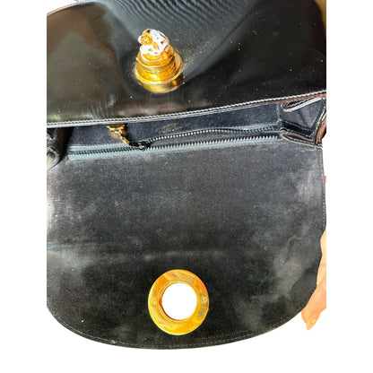 Gucci Black Patent Leather Top Handle Bag RARE VINTAGE