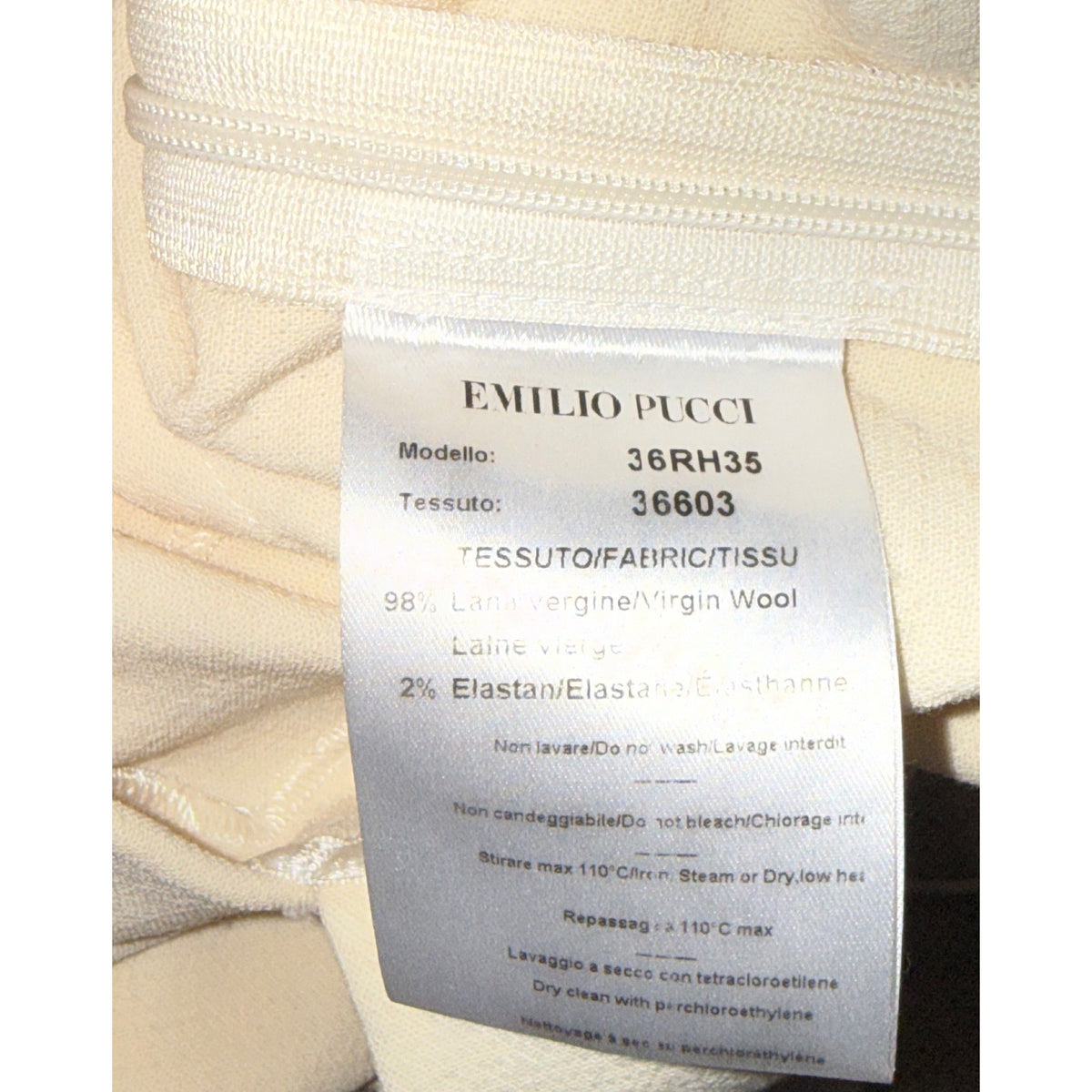Emilio Pucci Ivory Wool Blend Ruched Flutter Sleeve Dress Size 38 Made In Italy