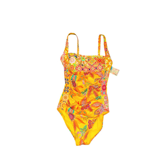Johnny Was Sunshine & Kaleda Ruched One-Piece Swimsuit Yellow Floral XS NWT