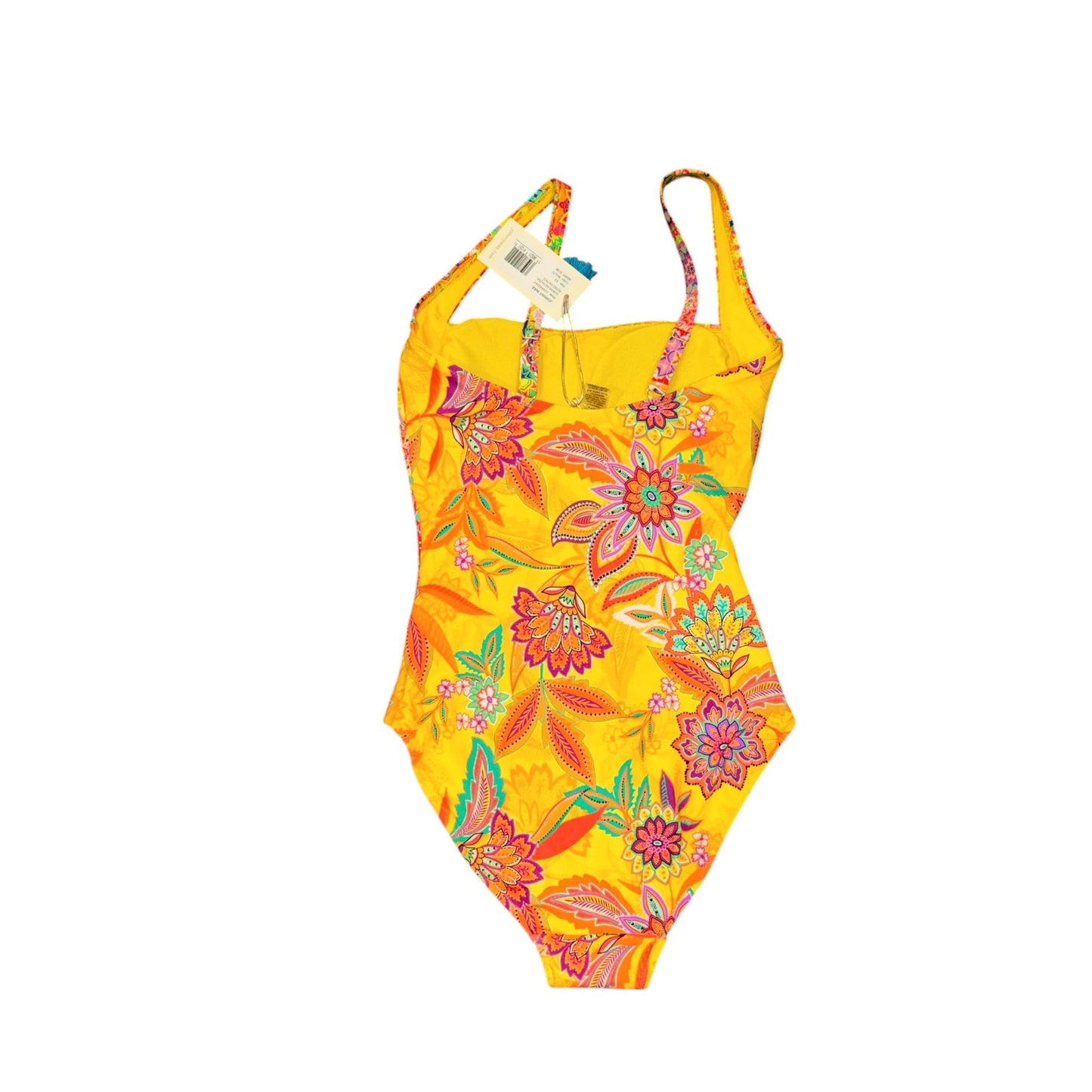 Johnny Was Sunshine & Kaleda Ruched One-Piece Swimsuit Yellow Floral XS NWT