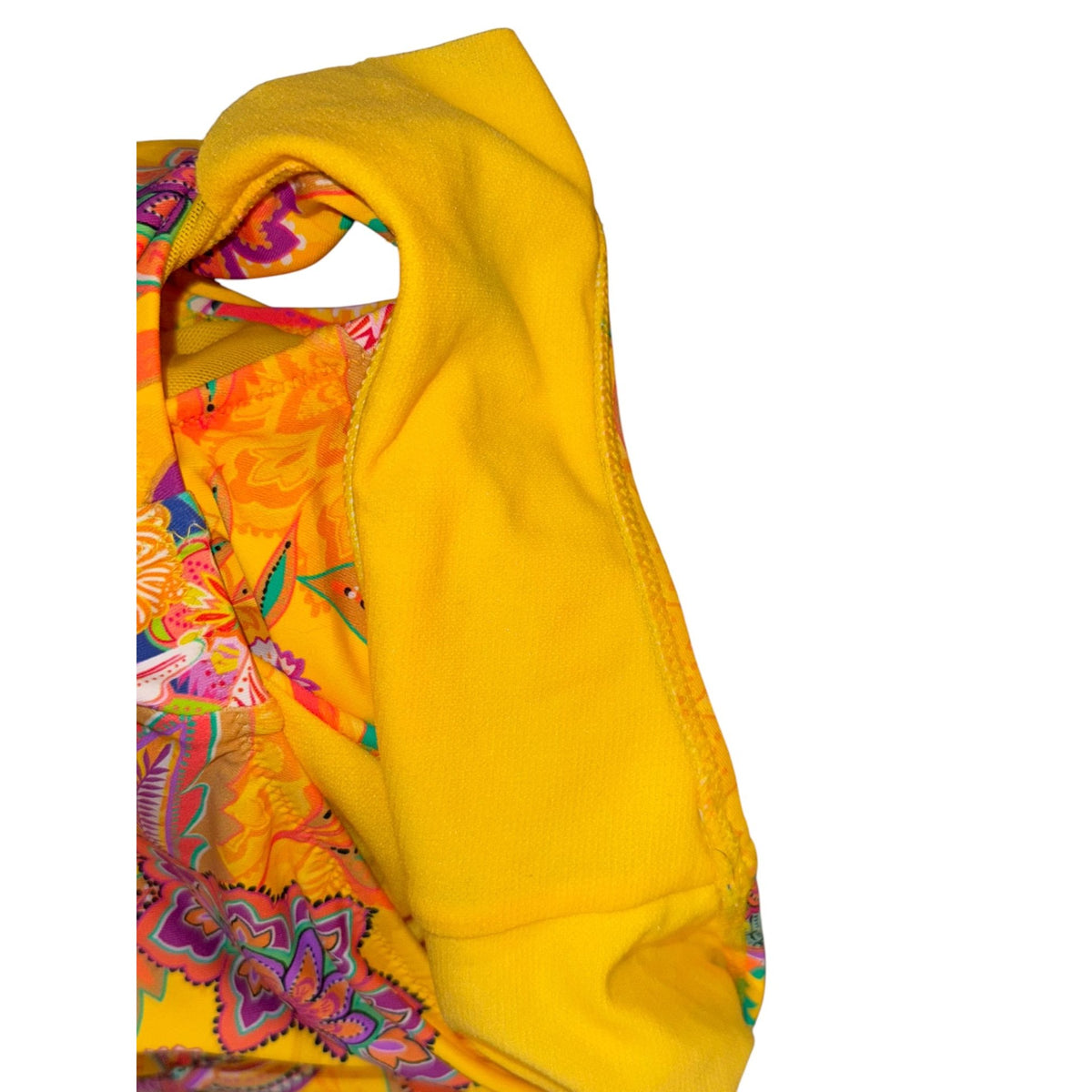 Johnny Was Sunshine & Kaleda Ruched One-Piece Swimsuit Yellow Floral XS NWT