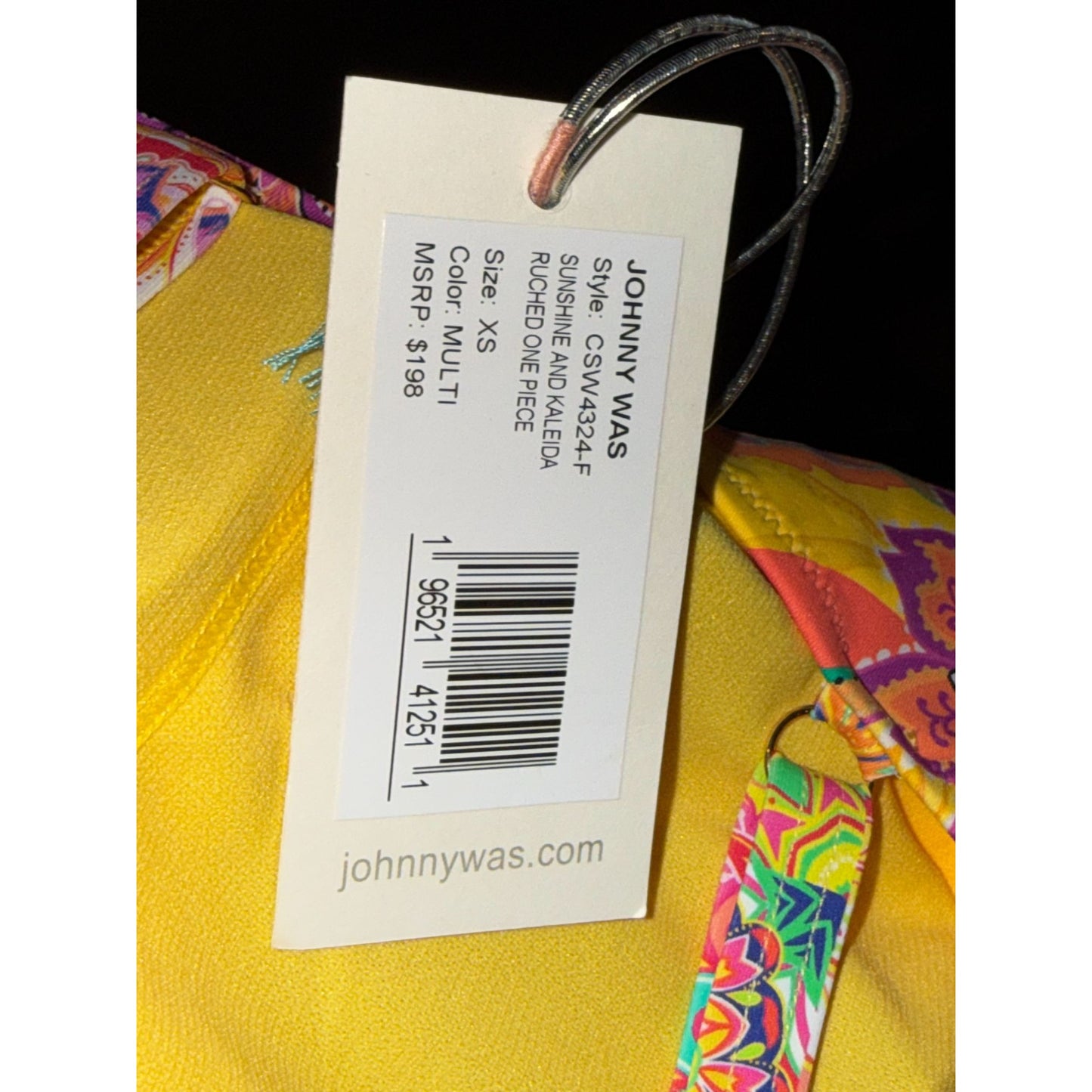 Johnny Was Sunshine & Kaleda Ruched One-Piece Swimsuit Yellow Floral XS NWT