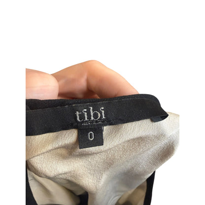 Tibi Black Sheer Silk Short Sleeve Blouse, Size 0 (oversized)