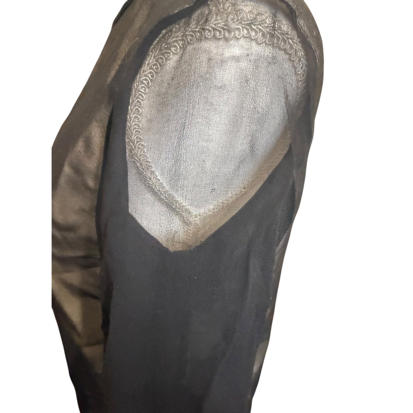 Tibi Black Sheer Silk Short Sleeve Blouse, Size 0 (oversized)