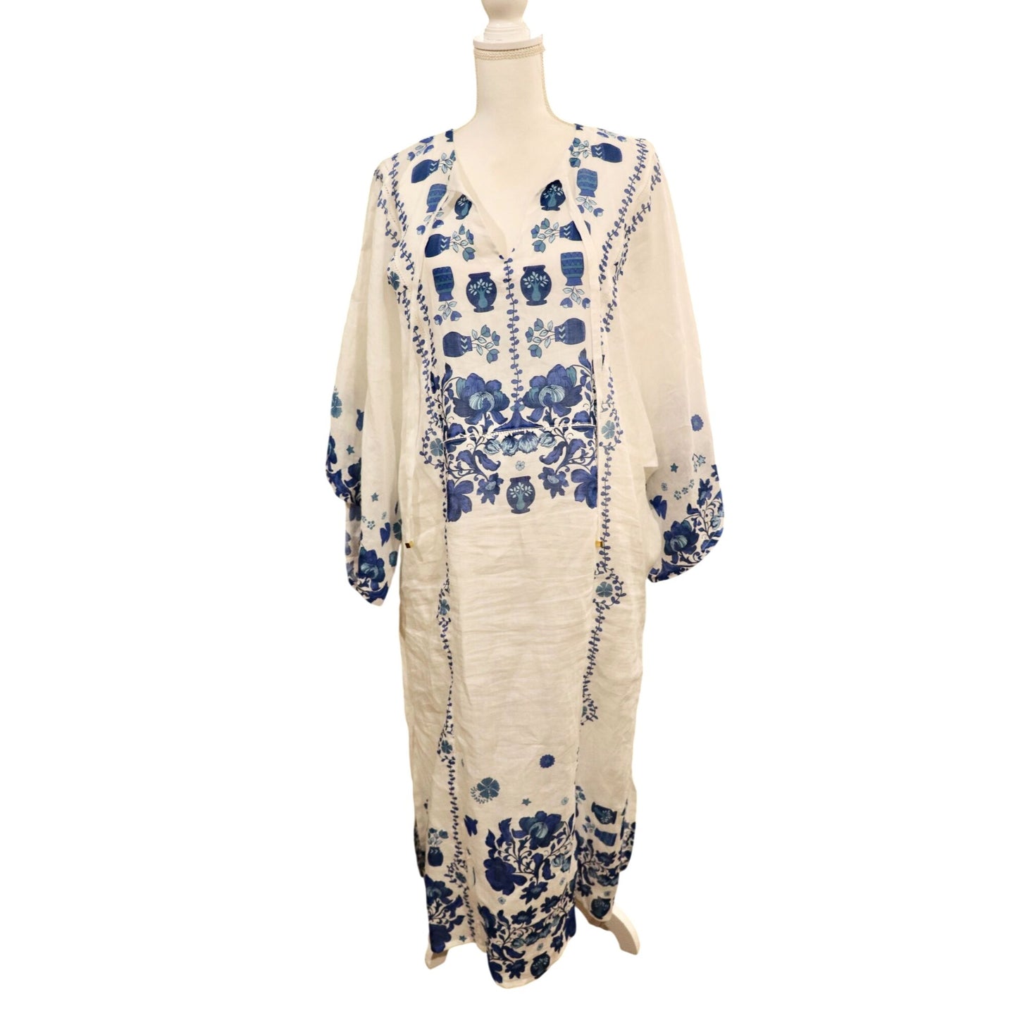 Johnny Was Jade Collection Biannca Linen Kaftan, Medium