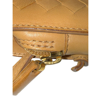 Bottega Veneta Woven Leather Tan Long Shoulder Bag Made In Italy