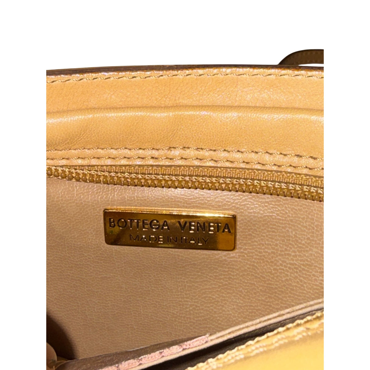 Bottega Veneta Woven Leather Tan Long Shoulder Bag Made In Italy